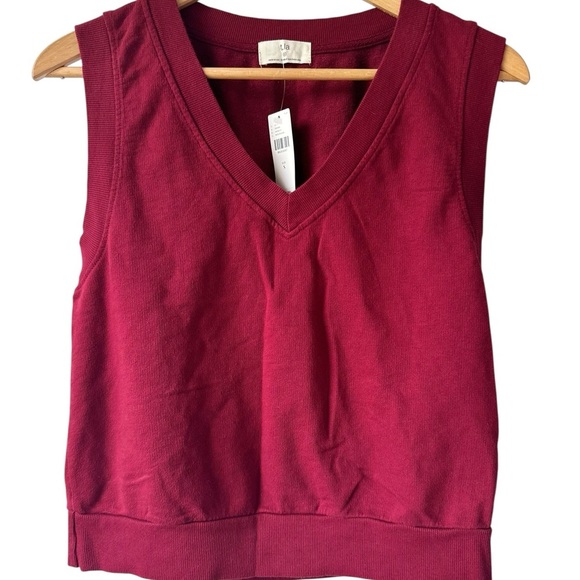 T.La Anthropologie V-Neck Sleeveless Sweatshirt NWT - Picture 12 of 13